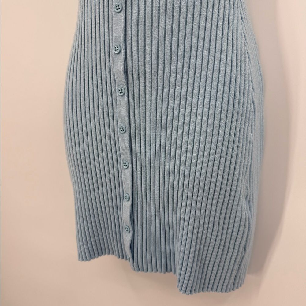 Urban Outfitters Ribbed Polo Button-Front Mini Dress in Light Blue | Size XS - Picture 6 of 7